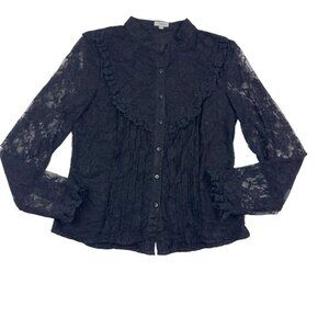 Carducci Whimsigoth Witchy Goth Y2K Sexy Long Sleeve Stretch Blouse Women's SZ M